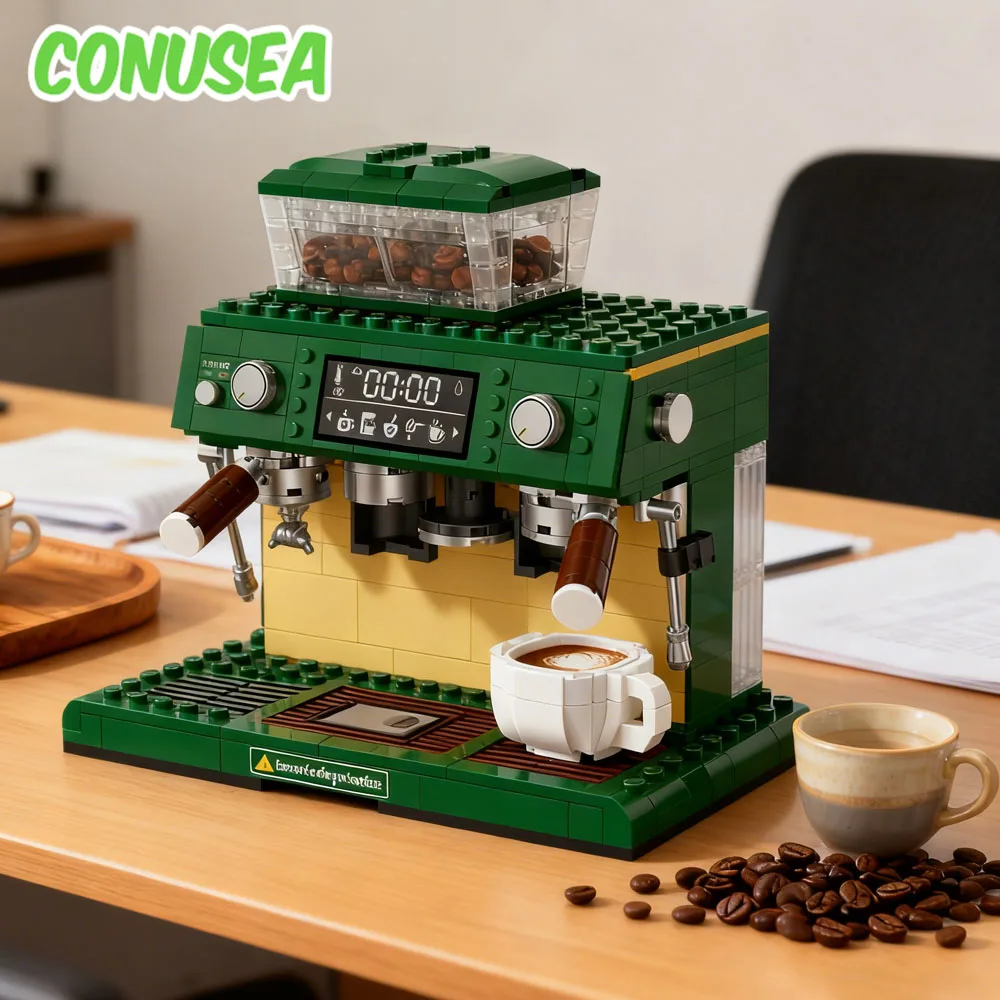 

Retro Coffee Machine Building Block Puzzle Building Children Building Block Assembled Construction Toys Christmas Birthday Gifts