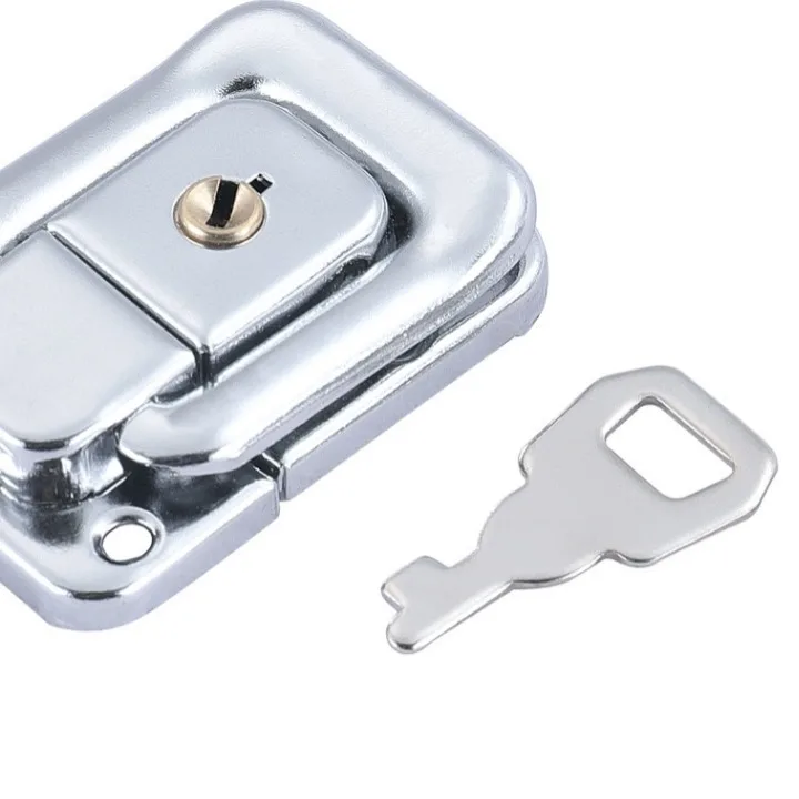 4PCS J402 Box Hasp Cabinet Fastener Lock With Key Spring Latch Catch Toggle Iron Lock For Drawer Door Furniture Hardware