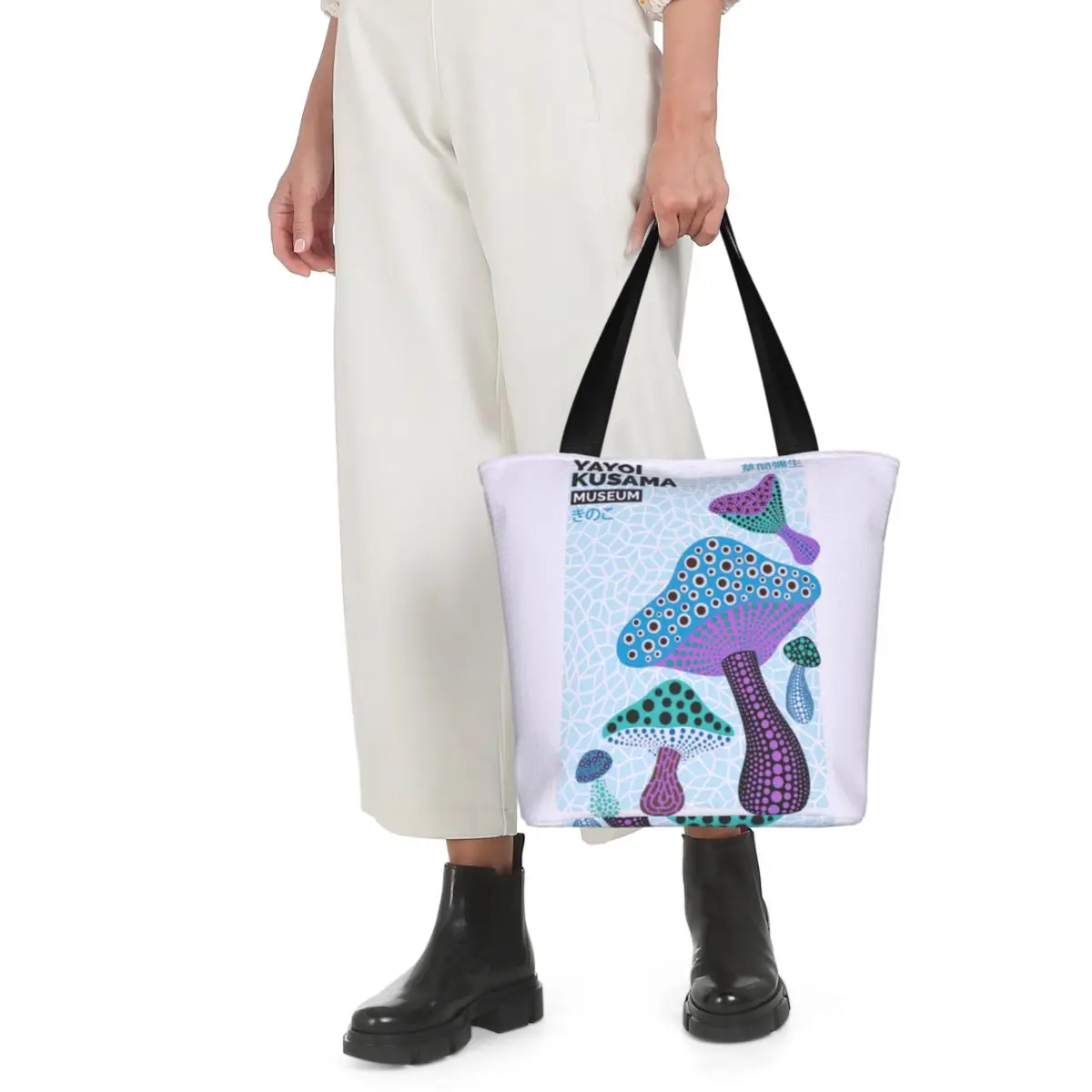 Bolso de mano de moda para niña, bolso de hombro femenino, accesorios de calle, Yayoi Kusama Merch Mushroom Museum