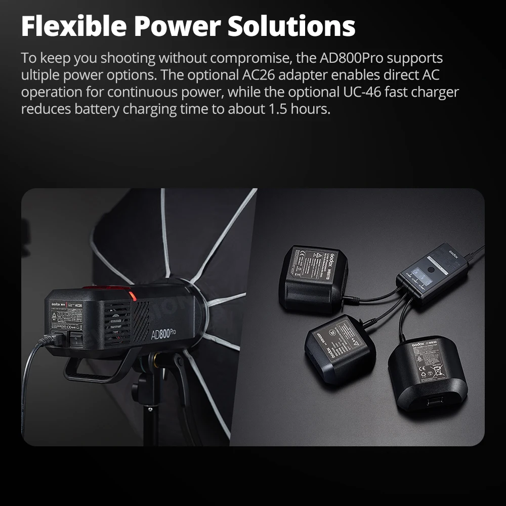 GODOX AD800PRO Outdoor Studio Flash Speedlite 40W BI-Color Lamp Fill Light With Optional X2T X3 3PRO XPROII FT433 Flash Trigger
