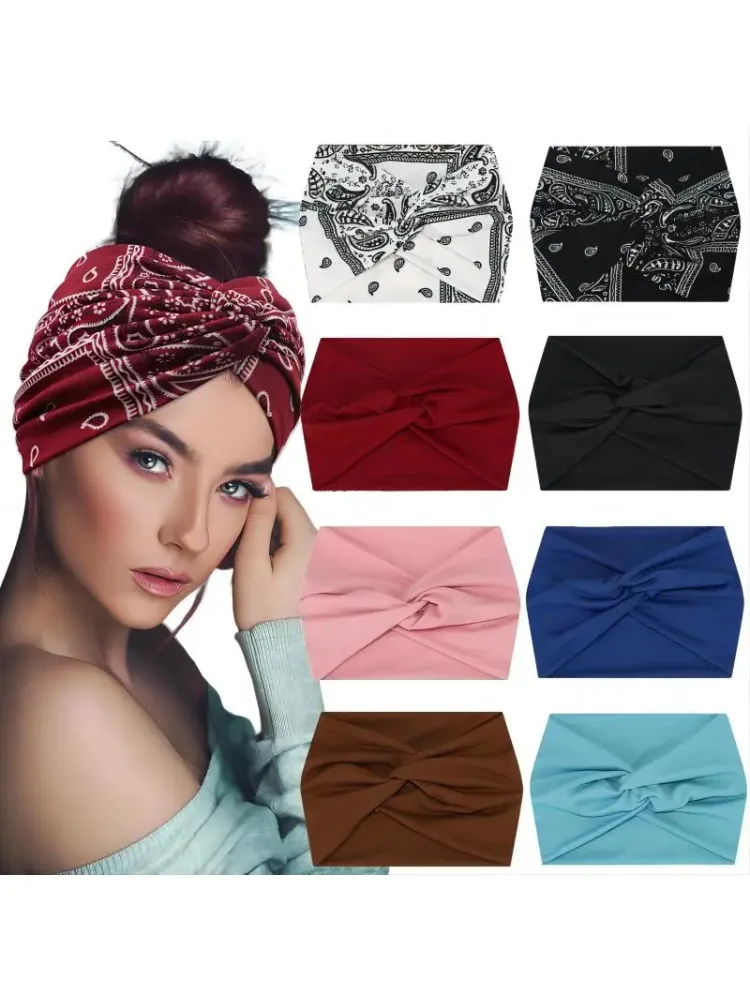 AliExpress NONE Wide Elastic Headband Hairband Pilates Yoga fitness Running Cycling Sweatband Turban Makeup Hair Hoop Makeup Headwrap for Women