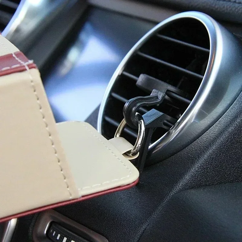 1pc Car Storage Bag Air Vent Dashboard Tidy Hanging Leather Organizer Box Glasses Phone Holder Storage Organizer Car Accessorie