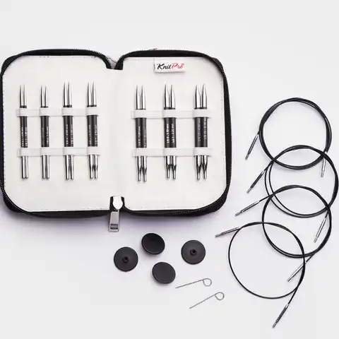 Nuovo Set di aghi circolari intercambiabili Knitpro Karbonz Speical (punte di neede 8.5cm)