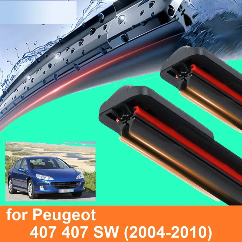 

Щетки стеклоочистителя автомобиля для Peugeot 407 407 SW, двойные резиновые безрамные дворники без кронштейнов, мягкие аксессуары 2007 2008 2009 2010