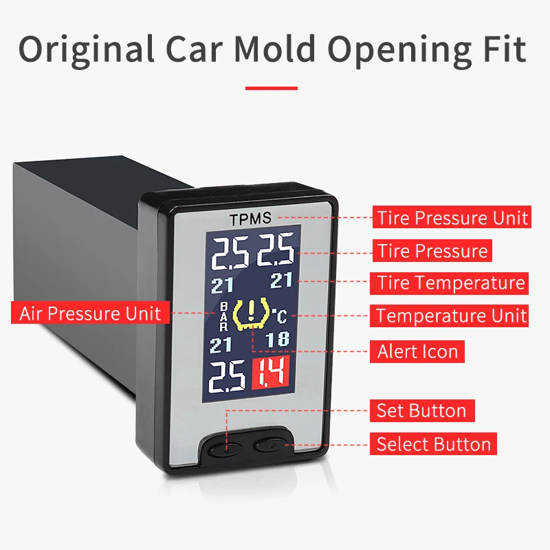 

Tire Pressure Monitoring System Digital LCD Screen Suitable for 2010-2022 Toyota Land Cruiser Prado 150 Car Security Alarm Syste