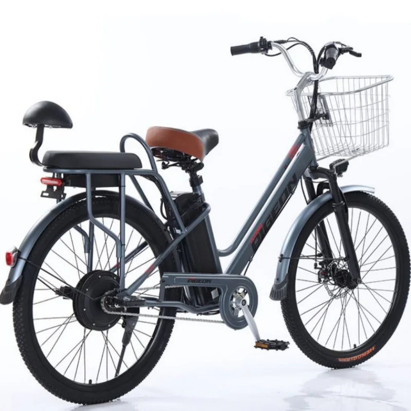 

26" Intelligent Electric City Bike 48V 20AH 2 Seats 7-speed Family Electric Bicycle for Women Adult Removable Lithium Battery