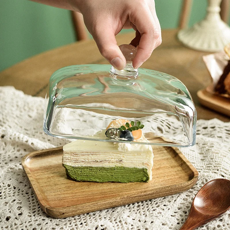 Bamboo Butter Dish With Glass Lid - Clear Butter Tray For Refrigerator&Counter For Butter,Block Of Cream Cheese&Serving