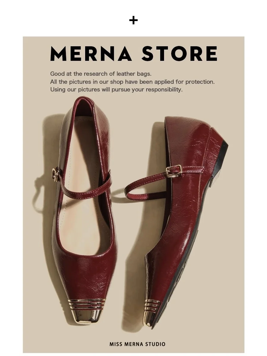 

Merna Wine Red Splice Mary Jane oes Женские туфли на массивном каблуке из натуральной кожи без шнуровки на низком каблуке Single oes Неводная сварка клеем