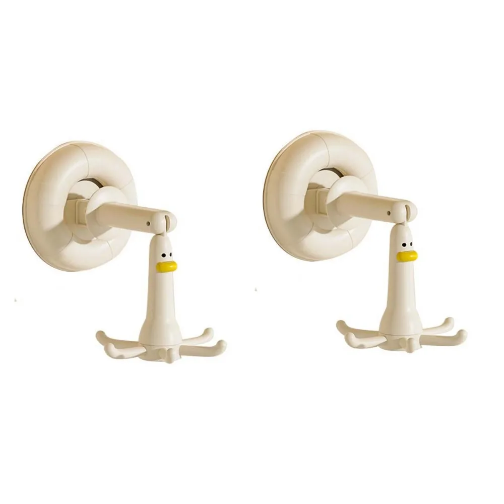 

2Pcs Plastic Suction Cup 360° Rotating Hook Punch-free Traceless Cookware Spoon Storage Rack Wall Mounted Save Space