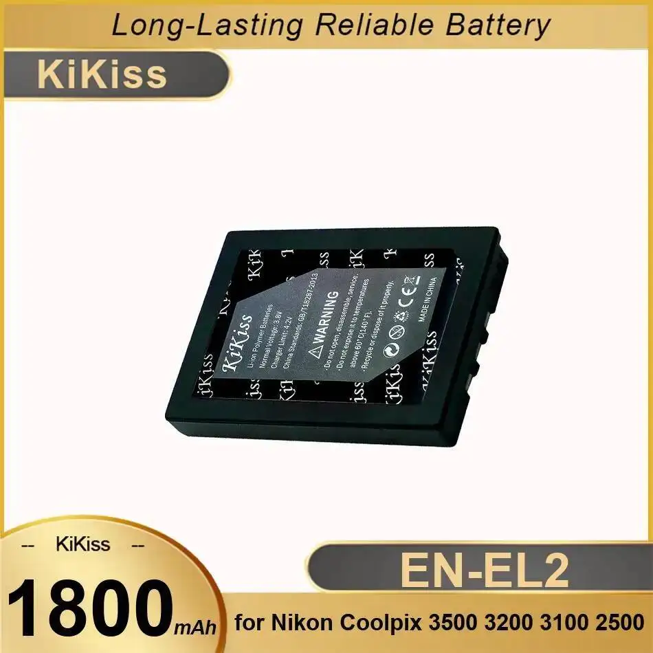 

Замена премиум-класса, длительный срок службы 1800 мАч для камеры Nikon Coolpix 3500 3200 3100 2500, аккумулятор EN-EL2