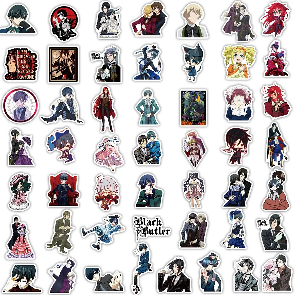 100Pcs Black Butler Anime Stickers Sebastian Michaelis Decals Kids Toys Skateboard Laptop Phone Car Waterproof Sticker