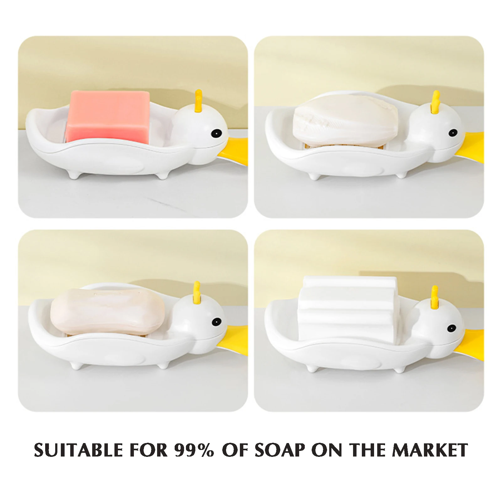 Portable Duck Shape Soap Box Bathroom No Punching Drainage Soap Box Non-slip Washable Soap Box For Bathroom Sink And Shower