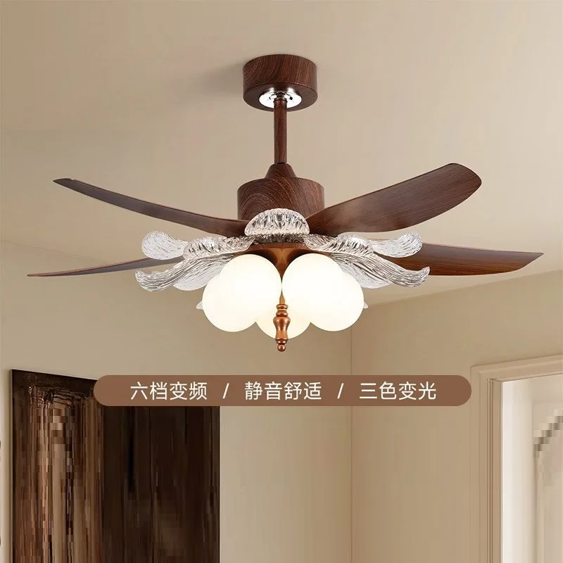 French medieval dining room fan light, living room modern simple silent master bedroom integrated ceiling fan light