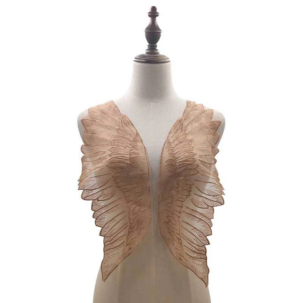 

Черные 3D нашивки-аппликации в виде крыльев (1 пара) для женщин, вышивка для одежды, тканевые нашивки, кружево