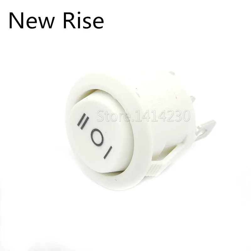 Round Rocker Switch White 3 Position SPDT Snap-in ON-OFF-ON 3 Pin Switch 10A 250VAC 6A 250V AC