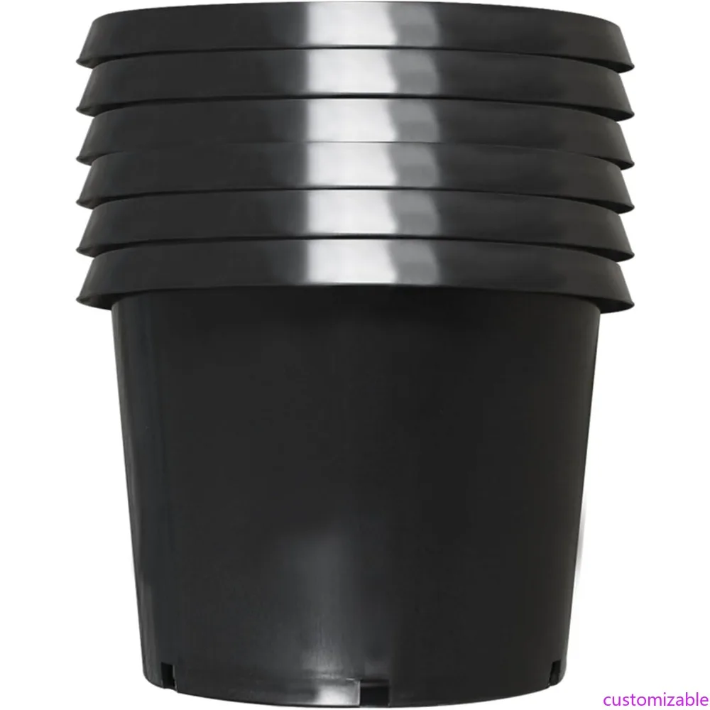 

20 Gallon Capacity Black Nursery Pots for Planting, 5-Pack of Large Plastic Planters Ideal for Gardening and Seedlings