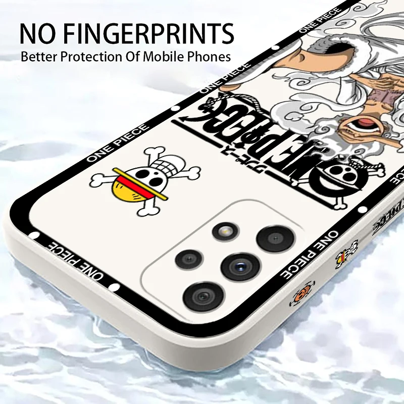 One P-Piece Luffy Cartoon Liquid Left Rope For Samsung Note 20 10 A54 A31 A14 A03 A22 A34 A04 A24 Ultra Plus 5G Cover