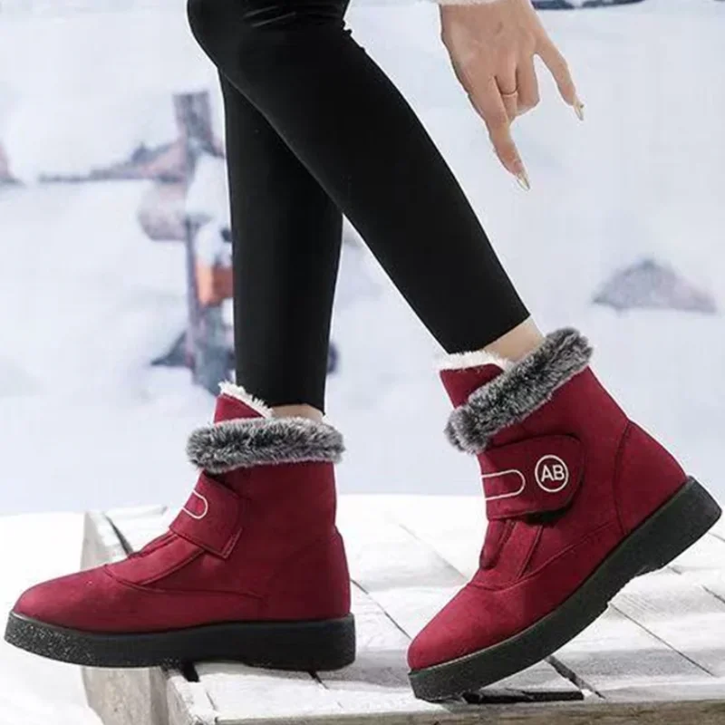 Women's Trend Plus Size 44  Leisure Faux Fur Waterproof Snow Boots Thicken Plush Ankle Boots Winter Non Slip Cotton Padded Shoes