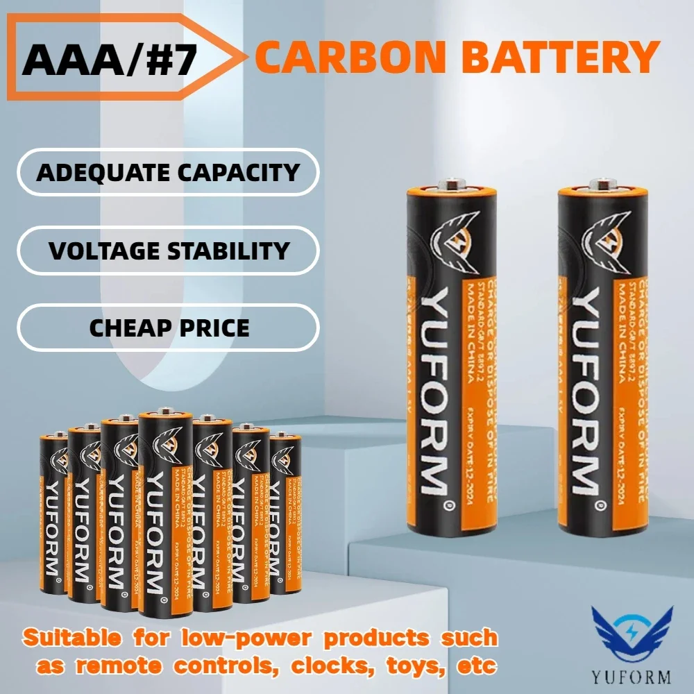 1.5V AAA carbon batteries, suitable for flashlights, toys, cameras, and high power consuming electronic products