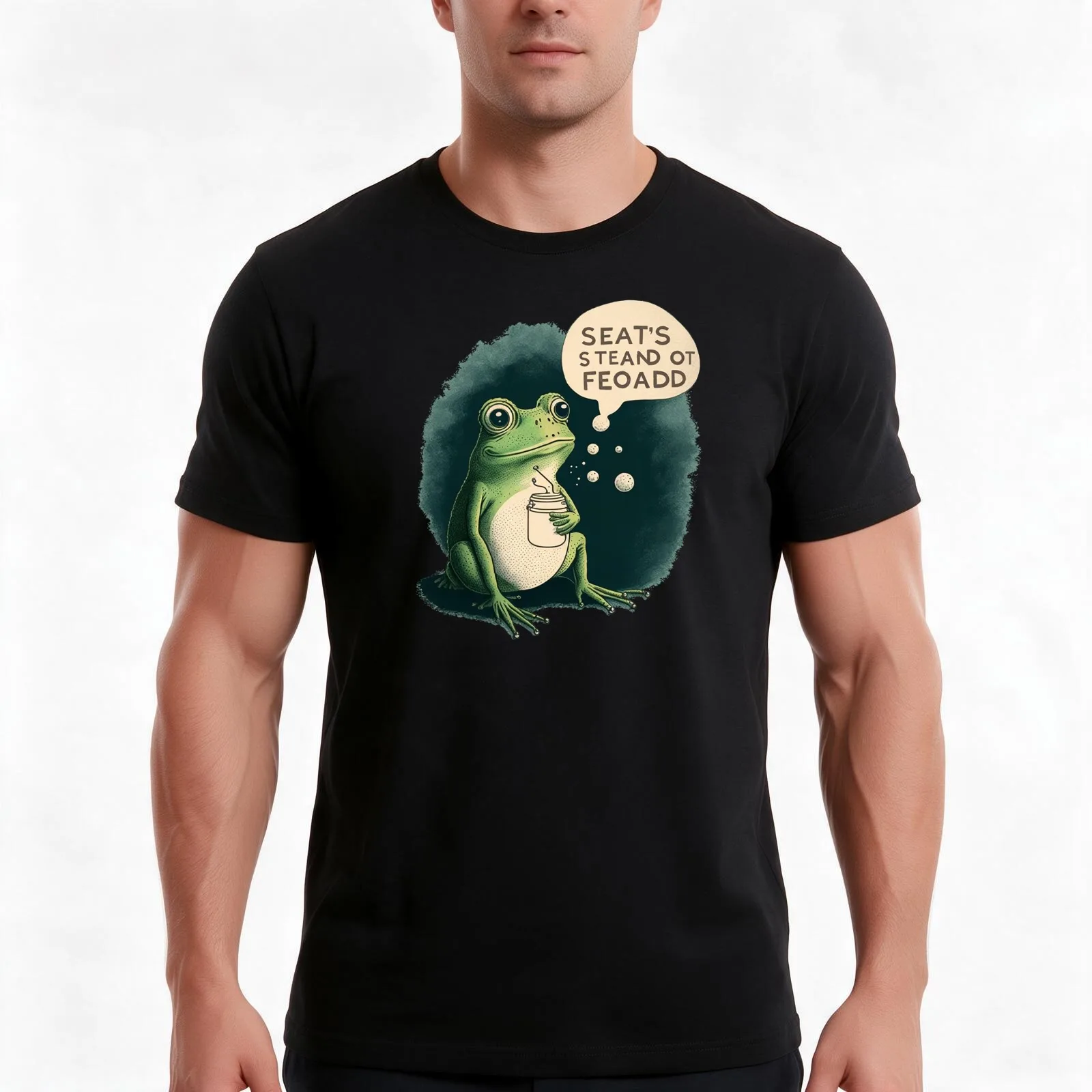 The Dreamy Frog T-Shirt, Summer Casual Cotton Tee, Oversized Streetwear Tops, Vintage Graphic Print, Loose Fit Short Sleeve