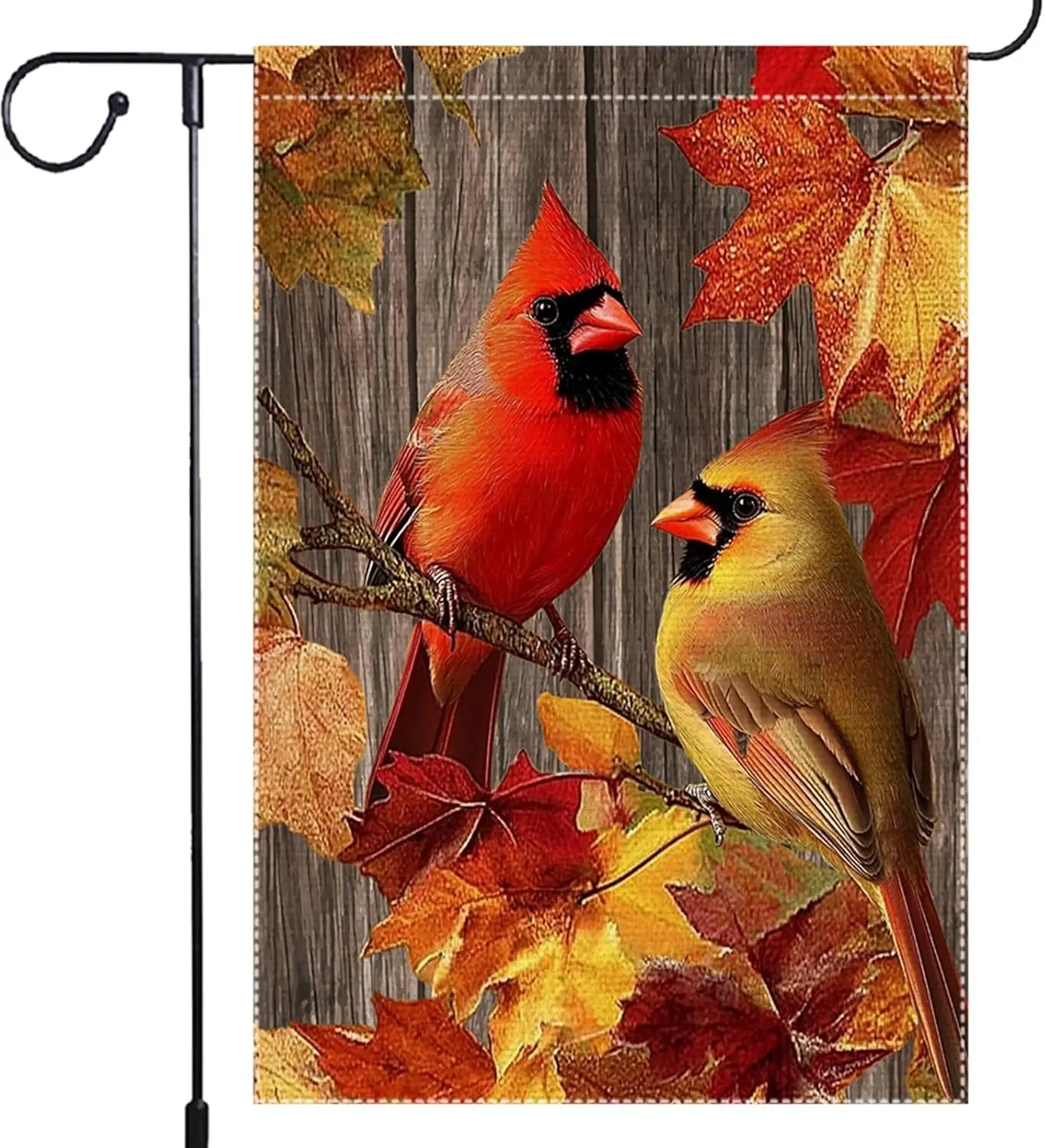 Fall Garden Flags 12x18 IN Double Sided Maple Leaf Flag for Outside Decorations, Cardinal Garden Flag for Autumn Seasonal La GGO