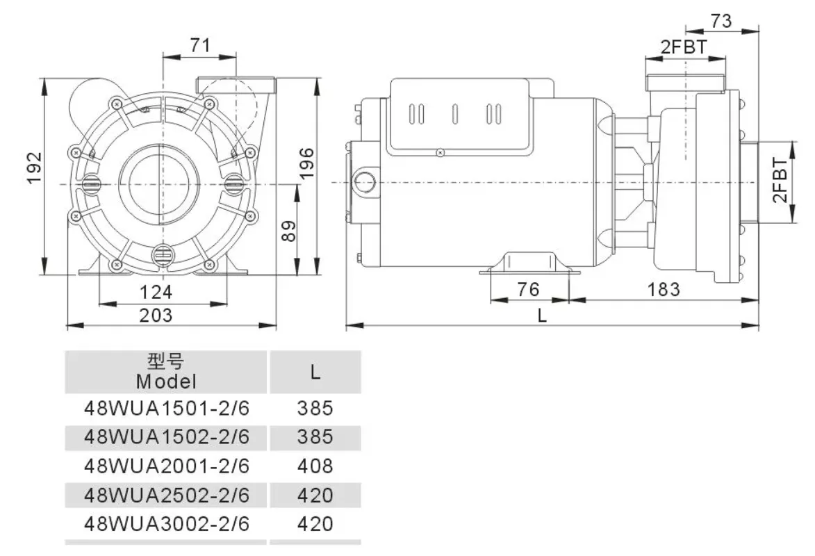 High Pressure Large Flow 211 GPM Circulating Massage Spa Bath