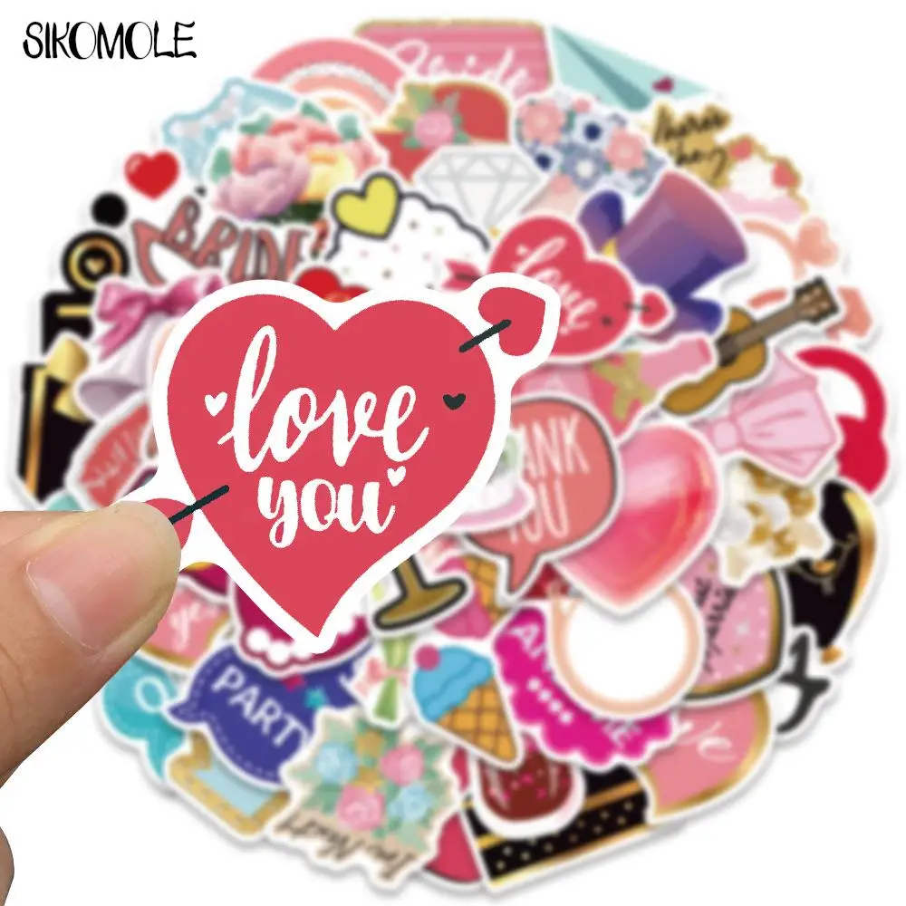 10/30/52PCS san valentino matrimonio amore adesivi Kawaii fai da te per bambini viaggio bagagli chitarra Skateboard Graffiti Sticker decalcomanie