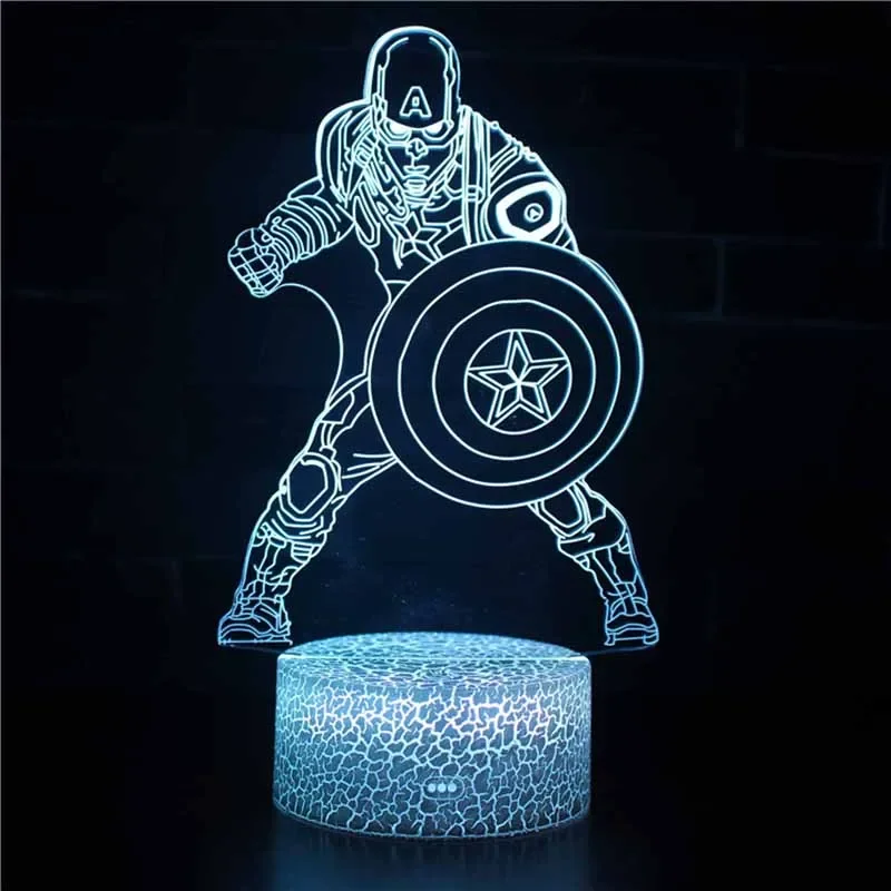 Marvel Captain America Acrylic Lamp Avengers Superheroes Action Figure LED Night Lights Home Decoration Light Children Toys Gift
