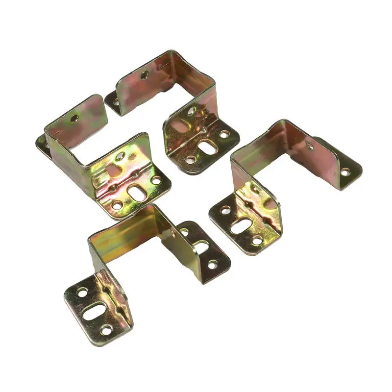 4pcs U Shaped Metal Bed Bracket Bed Frame Fixing Connecting Furniture Rail Hook Brackets Hinge Fitting Connector Lock Hardware