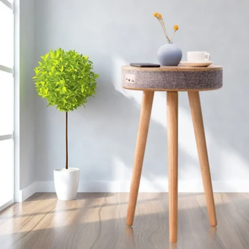 Smart Round Tea Table With Bluetooth Speaker Living Room Corner Table Wireless Charging Portable Multi-Function Side Table