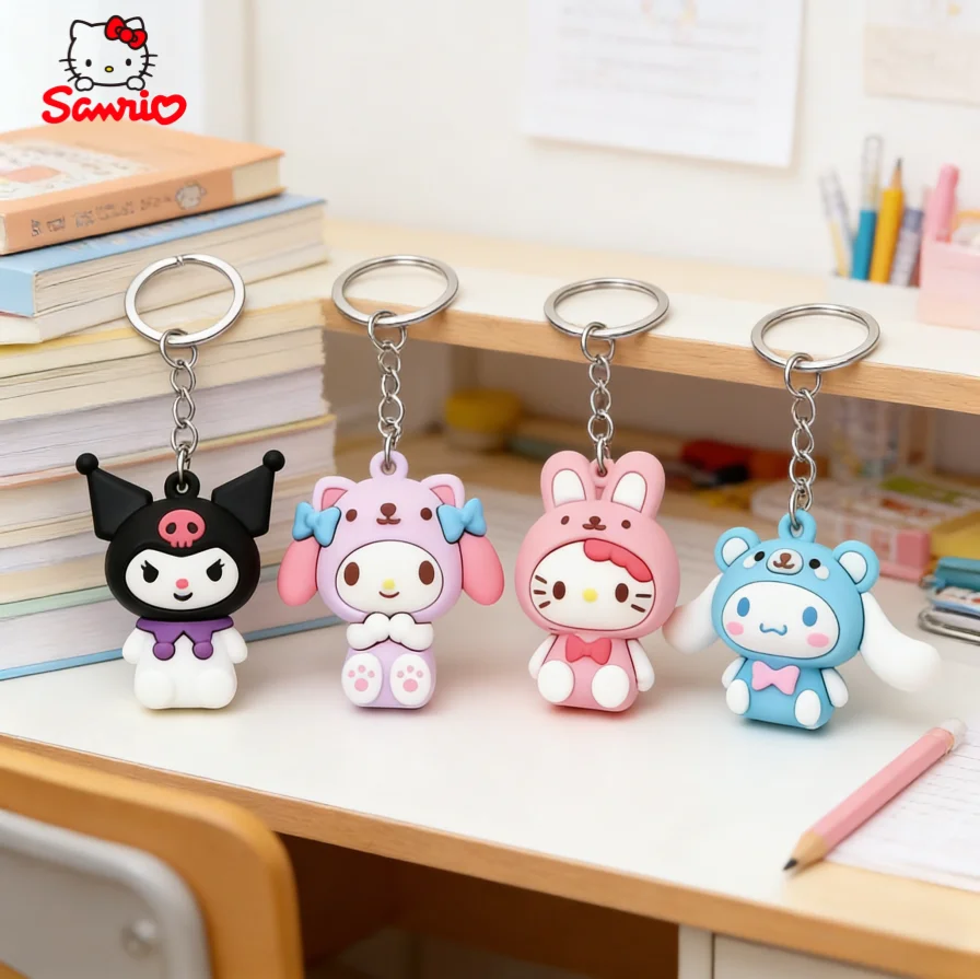 

Аниме-брелоки Hello Kitty, Kuromi, My Melody, Cinnamoroll — милые игрушки, кавайные, 5 см, в парной упаковке, для декора сумок, подарок