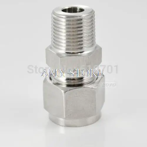 Conexão de tubo, 2 peças 1/8 "bsp x6mm virola dupla encaixe de tubo, conector macho bsp, aço inoxidável 304