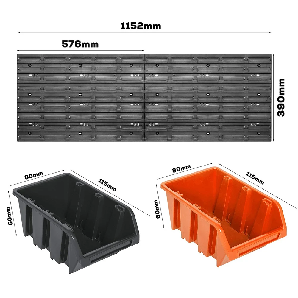 Wall Mounted Storage Bins 28 Stacking Boxes Rack Storage Organizer Garage Wall Panels Hooks Plastic Shop Tool for Screw Nails