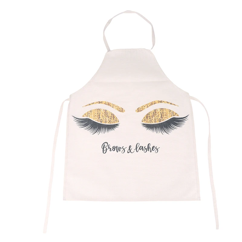 1PC Bronzing Eyelash Pattern Apron Eyelash Extension Tools Cotton Grafted False Eyelash Apron Cleaning Kitchen Apron Bib