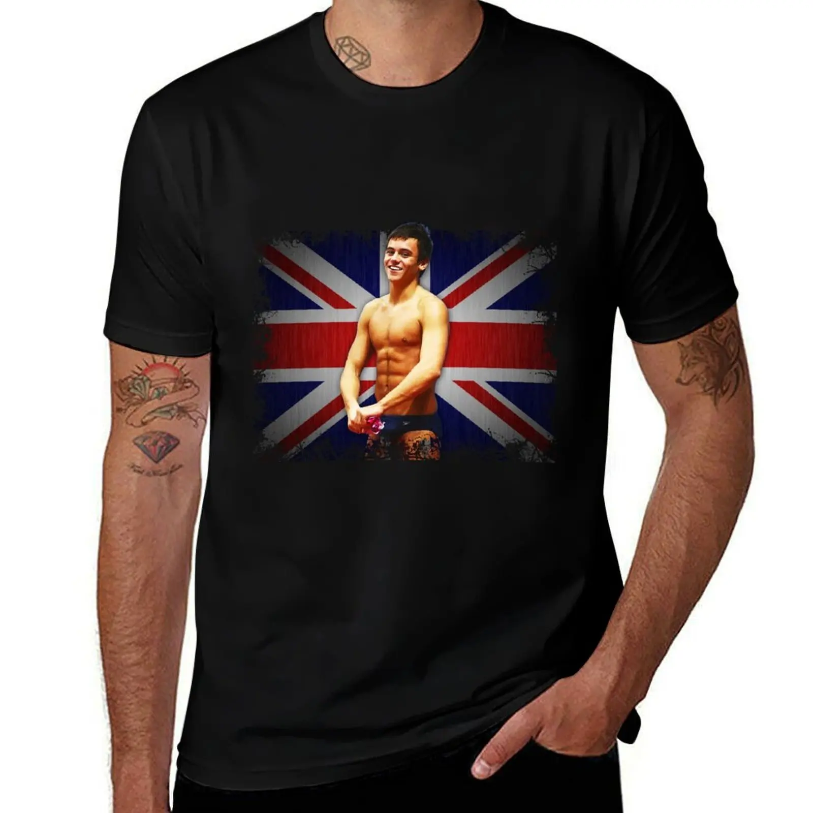 

Футболка Tom Daley and Union Jack, роскошные мужские синие арховные футболки, мужская одежда больших размеров