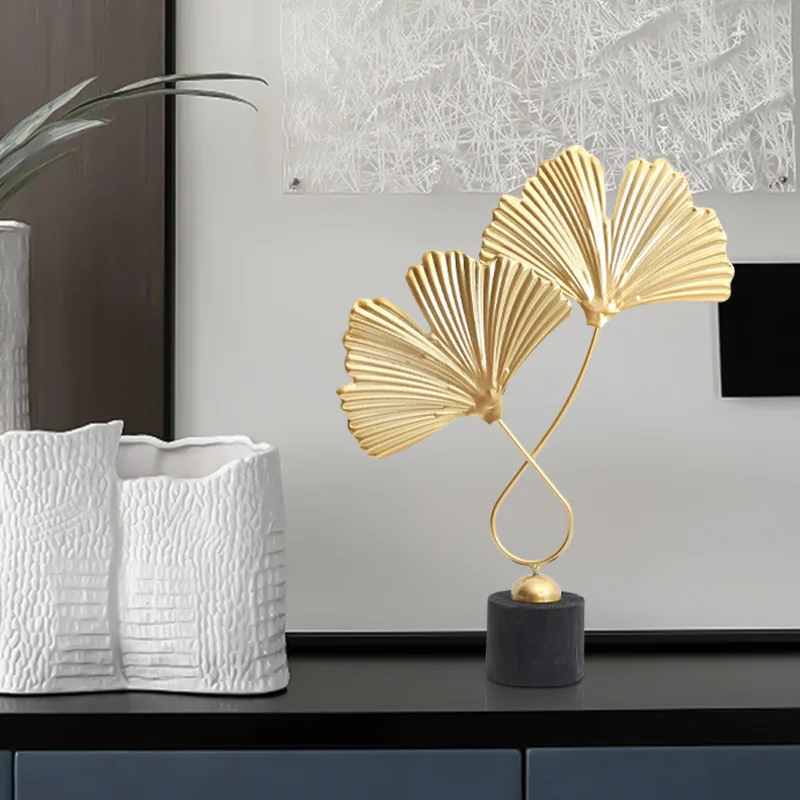 Nordic Gold Ginkgo Leaf Crafts Leaves Sculpture Luxury Living Room Decor accessori per la decorazione della casa ornamenti per Desktop da ufficio