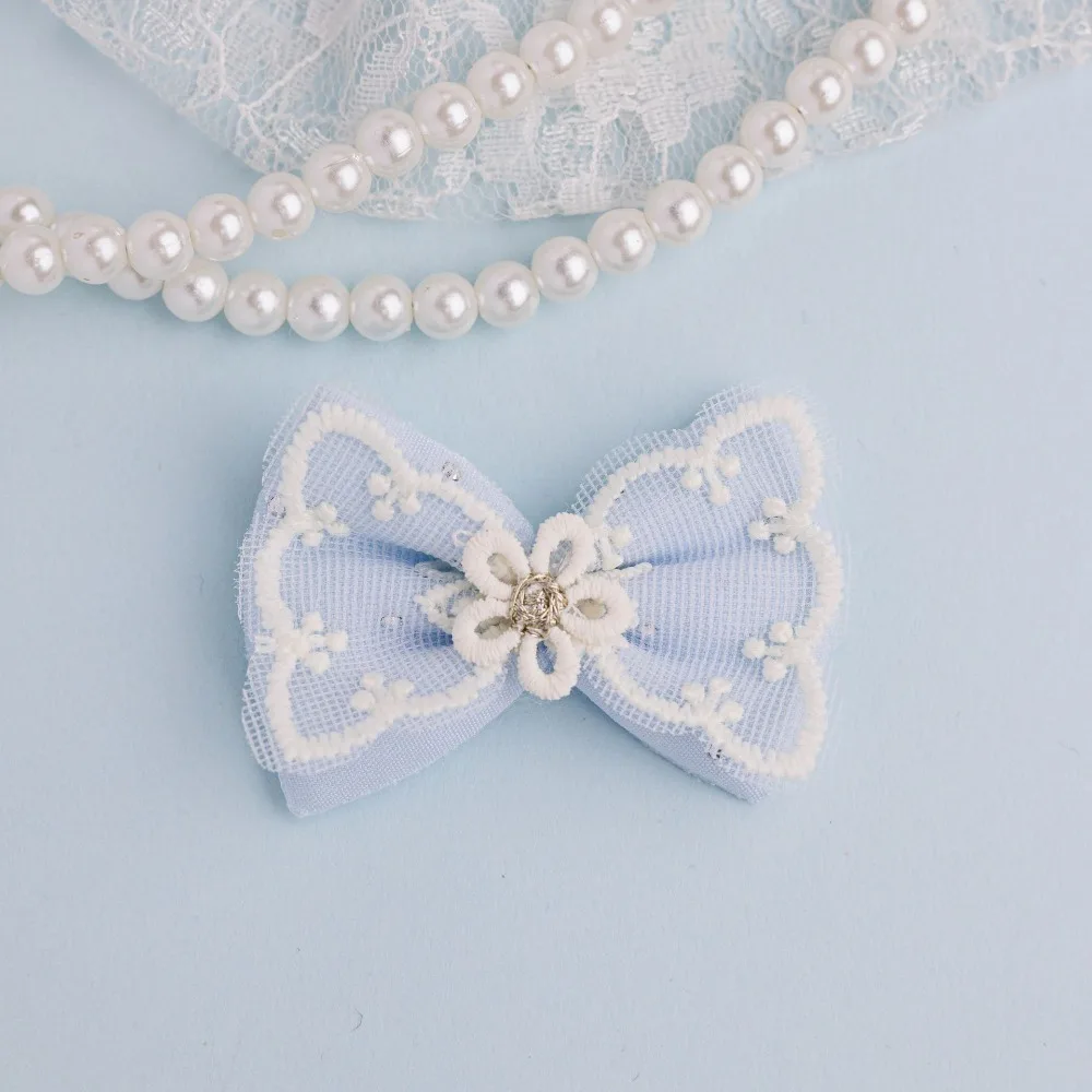 10Pcs 5*3.5cm/1.97*1.38inch Lace Mesh Cloth Bowknot Applique for DIY Headwear Clothes Hat Patch Leggings Leg Socks Sewing Decor view 4