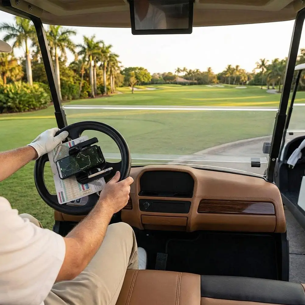 Universelle Golfwagen-Lenkrad-Handyhalterung - Kompatibel mit EZGO, Yamaha, Club Car und Allen anderen Golfwagen – Detail 3