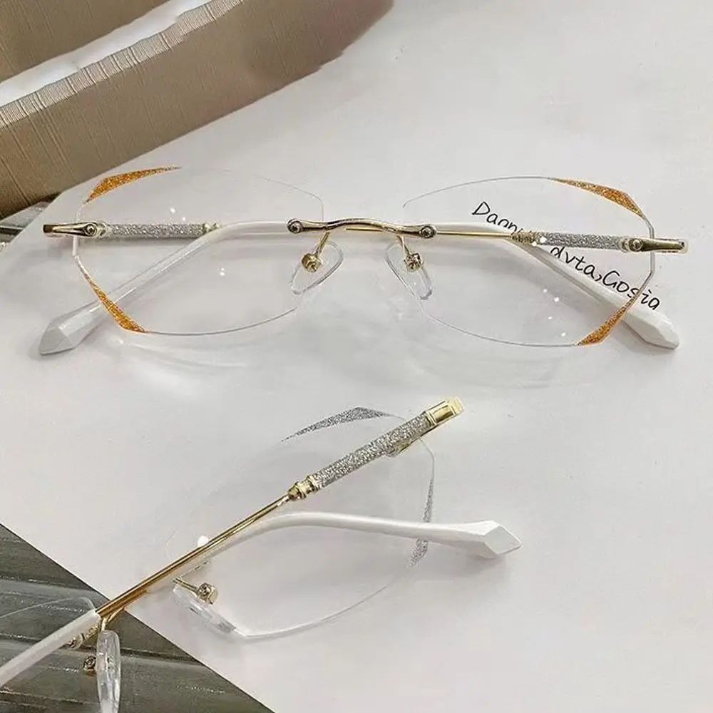 Transparent Frame Anti-Blue Light Reading Glasses Fine Sparkling Frameless Eyeglasses Optical Frame Eyewear Street Photos Decor