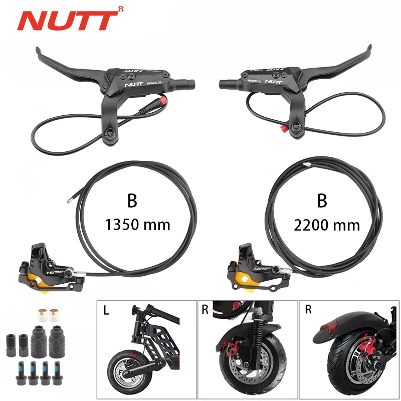 NUTT 4-Kolben-Hydraulikabschaltbremse E-Bike und Elektroroller Scheibenbremse für Zero 10X/11X, Vsett 10+/9+, Kaabo Wolf Warrior 11