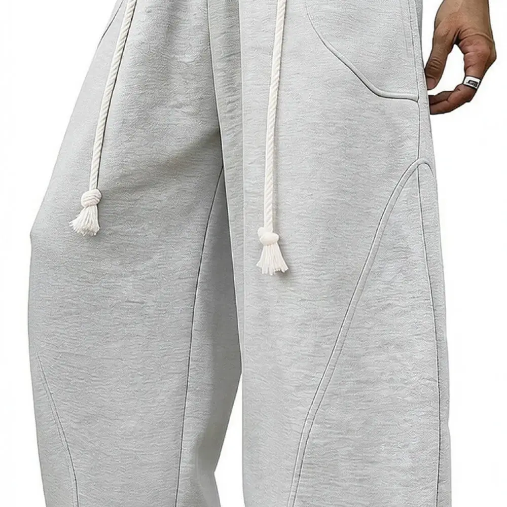 Mens Streetwear Casual Trousers Spring Autumn Straight Leg Sweatpants Drawstring Loose Fit Wide Leg Fashion Bottoms