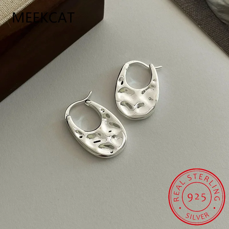 925 Sterling Silver Geometric Irregular Square Cutouts Hoop Earrings For Women Party Wedding Accessories Jewelry Christmas Gifts