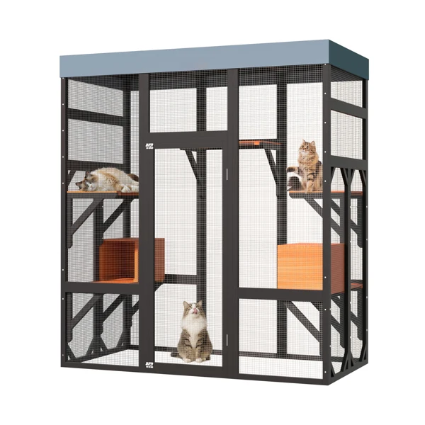 大型户外猫咪围栏/猫舍，配备5个平台和2个休息小屋，坚固金属框架，易于组装，室内外均可使用。--不支持self-pick up且不支持指定仓库发货-14