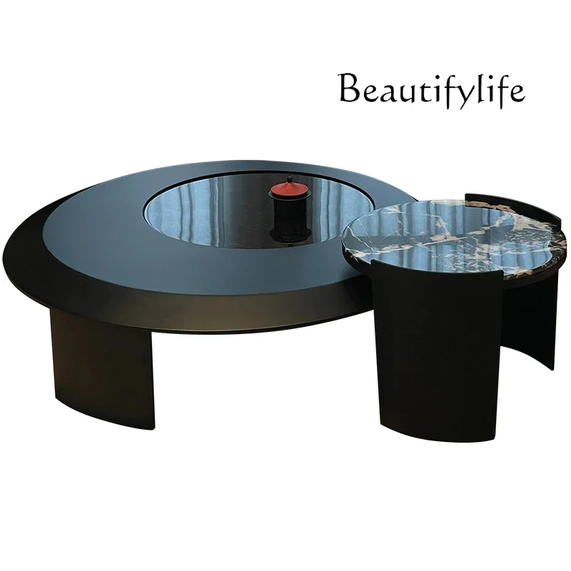 X36 Natural Marble Solid Wood Matte Color High Sense 2024 New Coffee Table