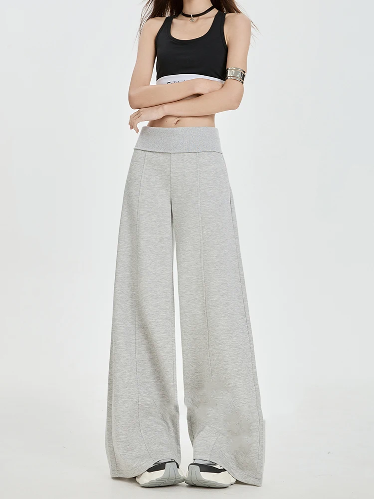 Wijde pijpen broek dames twee in één uitlopende taille ontwerp veelzijdige hot girl mode broek slim fit losse casual broek herfst