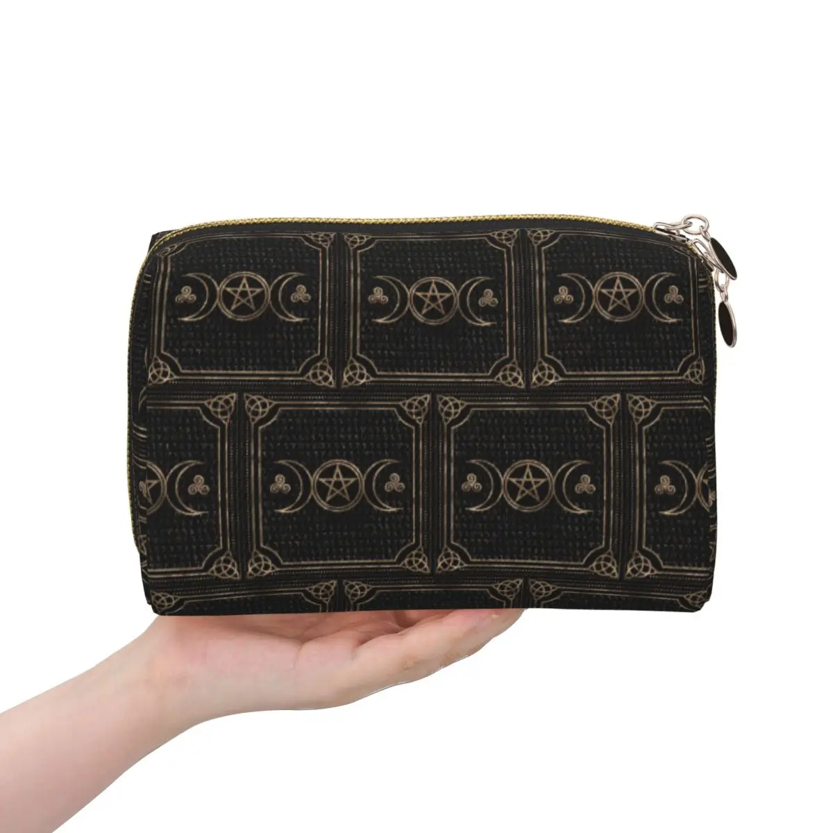 

Triple Moon With Triskelion Pentagram Pagan Wiccan Women Cosmetic Bag Travel Makeup Organizer Pouch Toiletry Storage Box