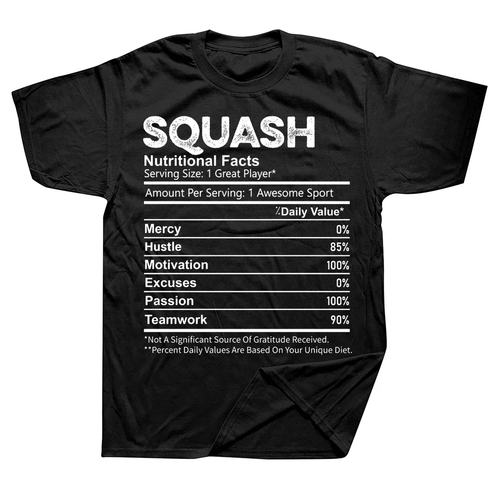 Novelty Awesome Squash Nutrition Facts Player T Shirts Graphic Cotton Streetwear Short Sleeve Birthday Gifts Summer T-shirt