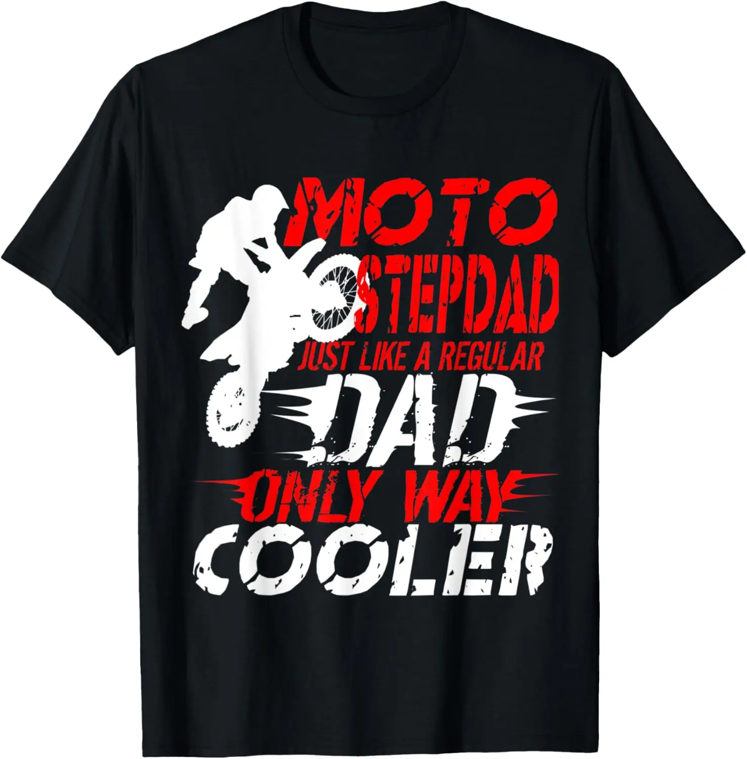 Mens Step Dad Motocross Dirt Bike Stepson Fathers Day T-Shirt