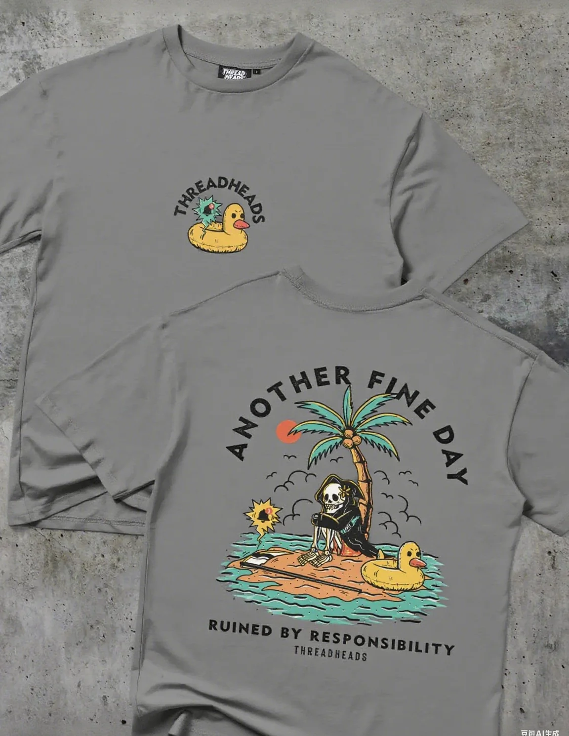 Double - Sided Duck & Reaper Cotton T Shirt Humorous Graphic for Trendy Outfits and Fun - Loving Enthusiasts Halloween T-shirt