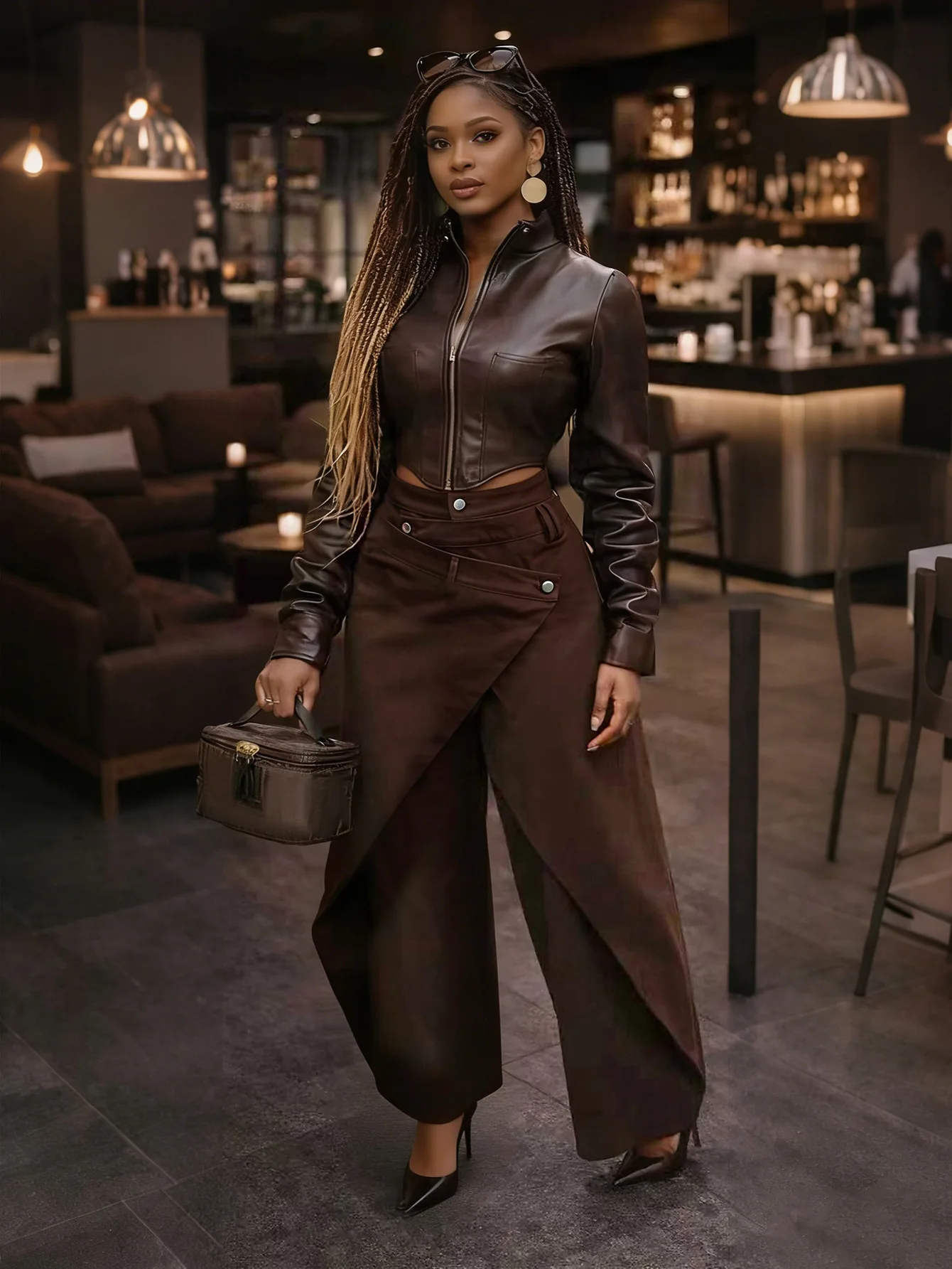 Women Irregular Wide Leg Pants Solid Straight Trousers Full Lenth High Waist Zipper Loose Fit Office Lady Casual 2026 Spring